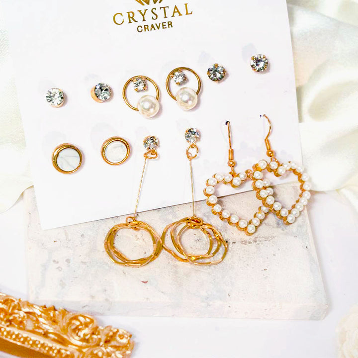 6 Pairs Exquisite Gold Earrings
