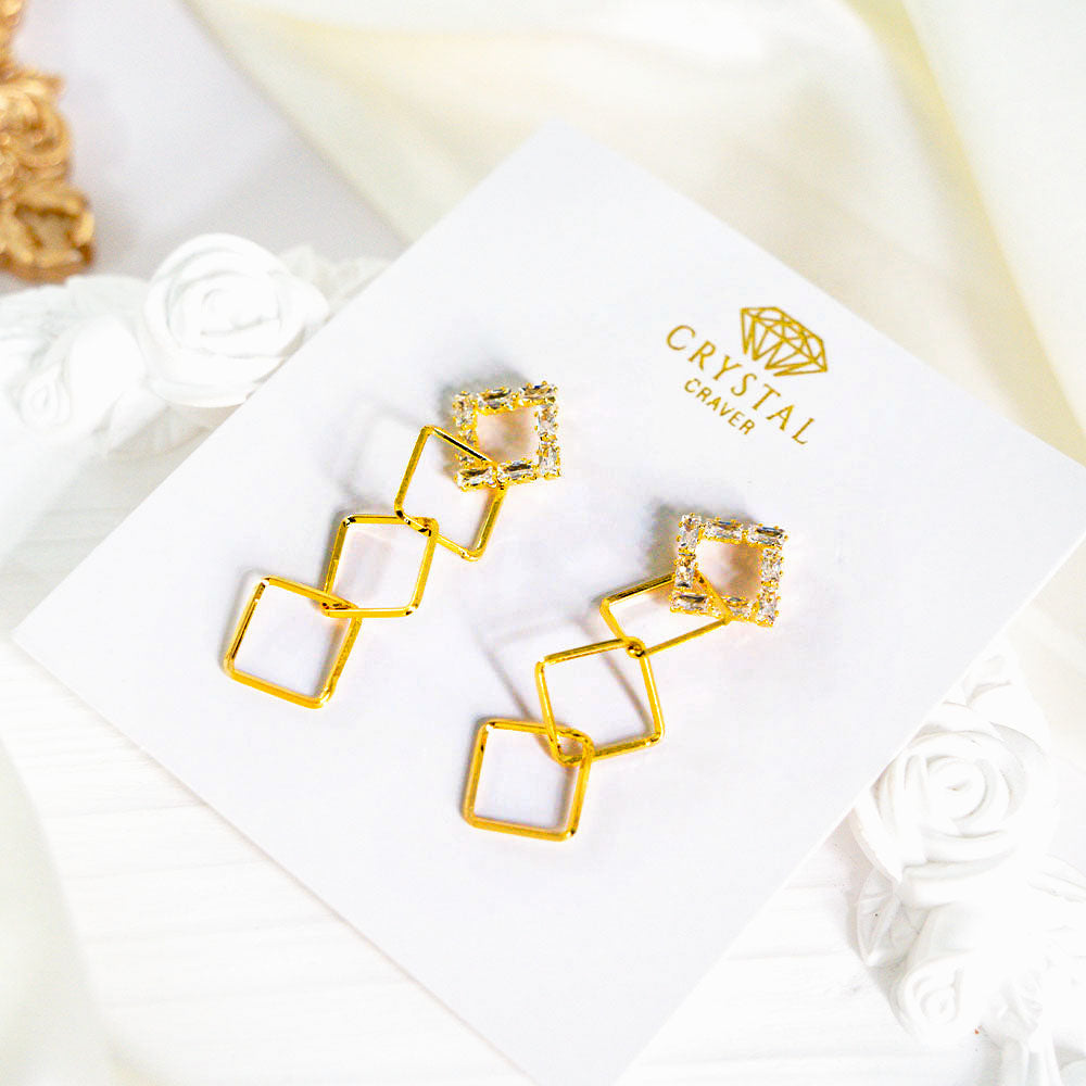 Luxe Zirconia Square Earrings