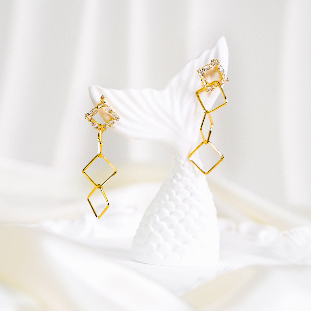 Luxe Zirconia Square Earrings
