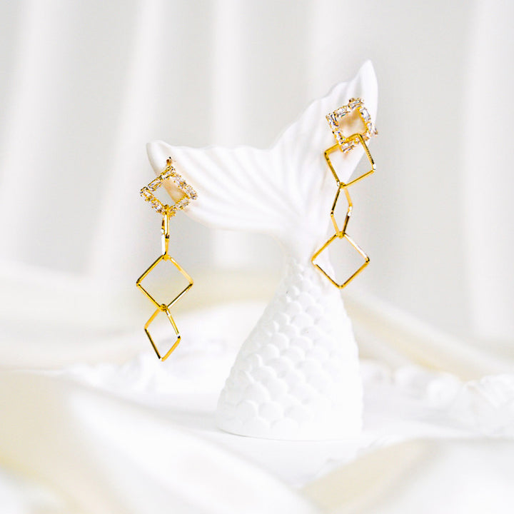 Luxe Zirconia Square Earrings