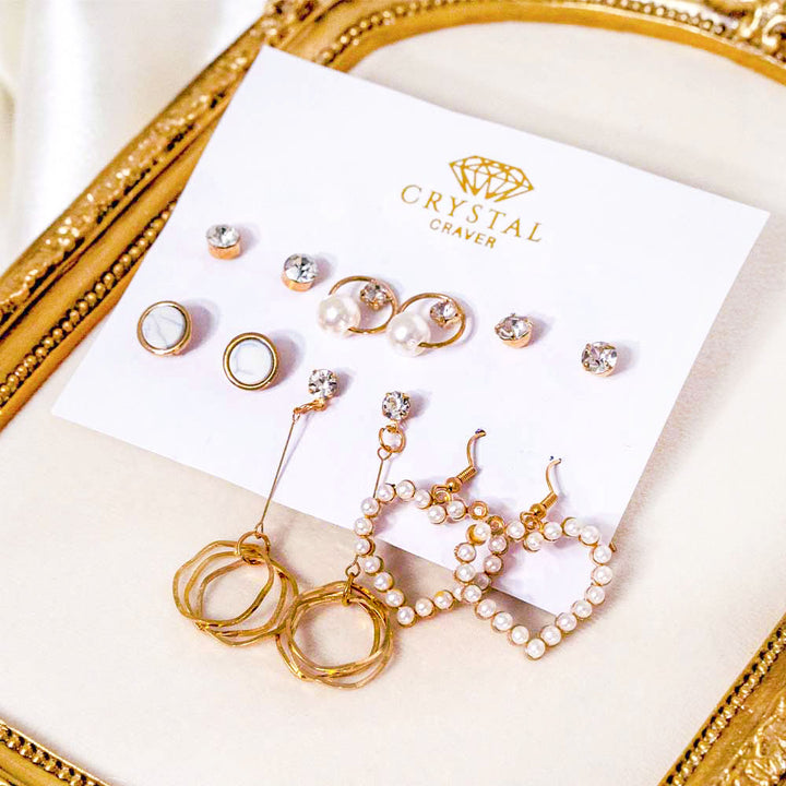6 Pairs Exquisite Gold Earrings