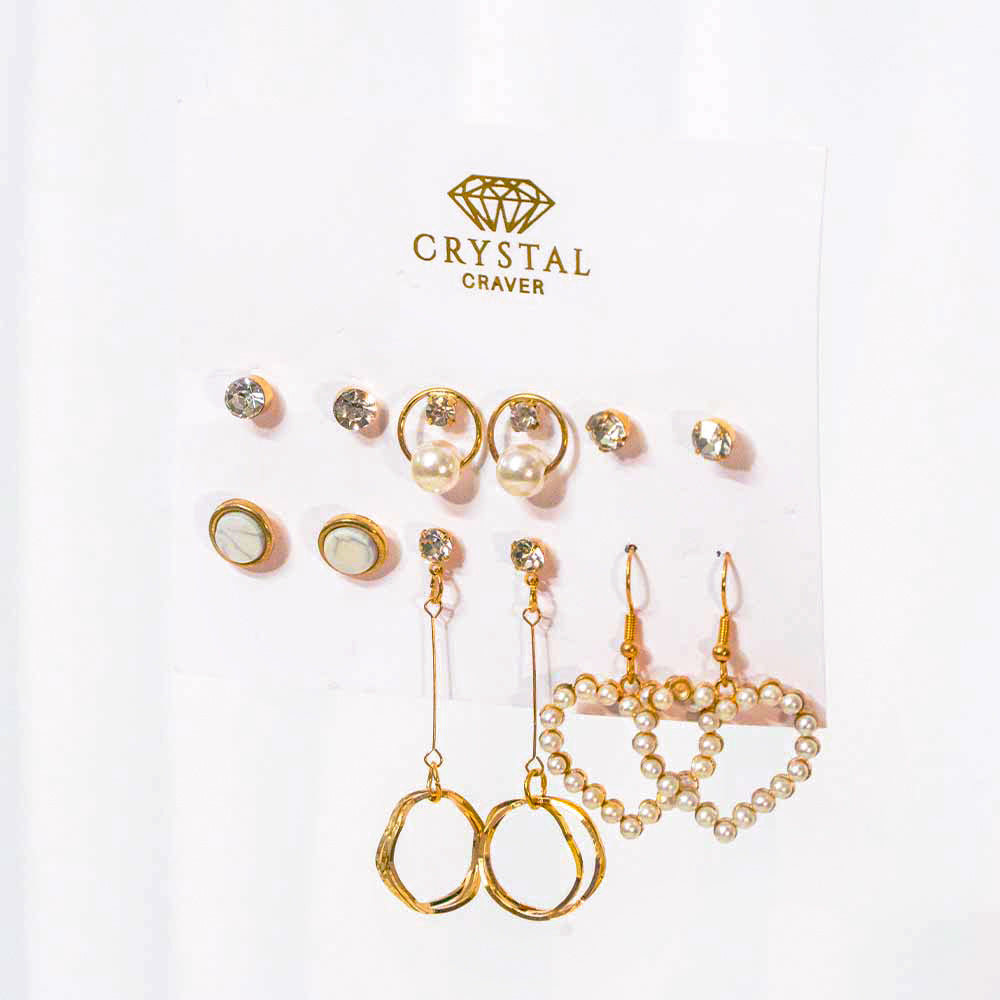 6 Pairs Exquisite Gold Earrings