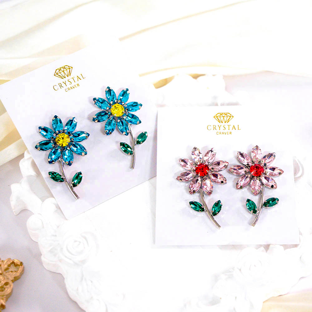 Rose Wine Crystal Earrings