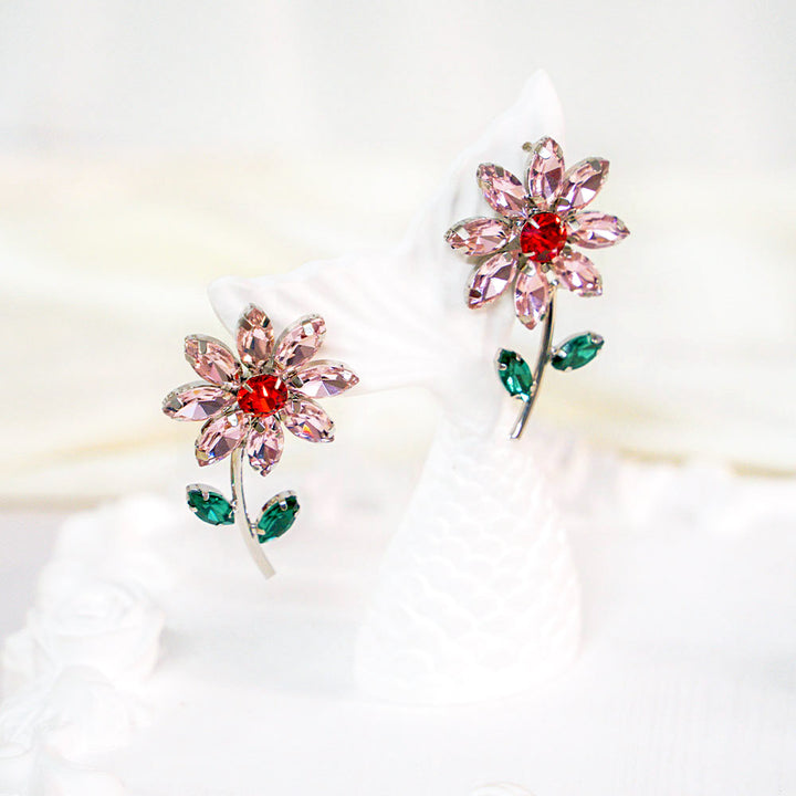 Rose Wine Crystal Earrings