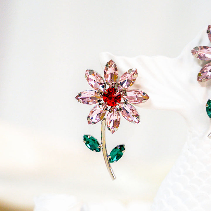 Rose Wine Crystal Earrings