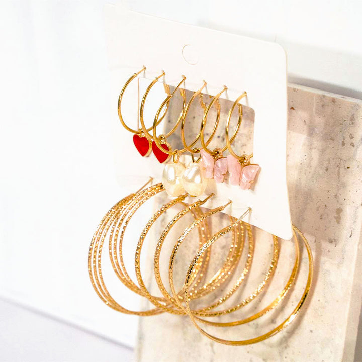 Oversize Charm Hoops Earring Set
