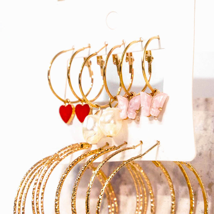 Oversize Charm Hoops Earring Set