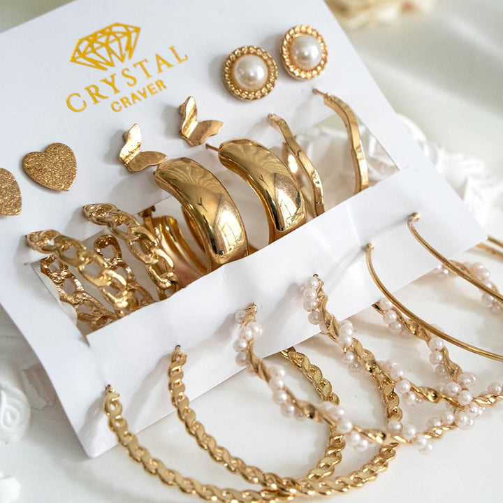 Dainty Gold Hoop Earring Set Of 9