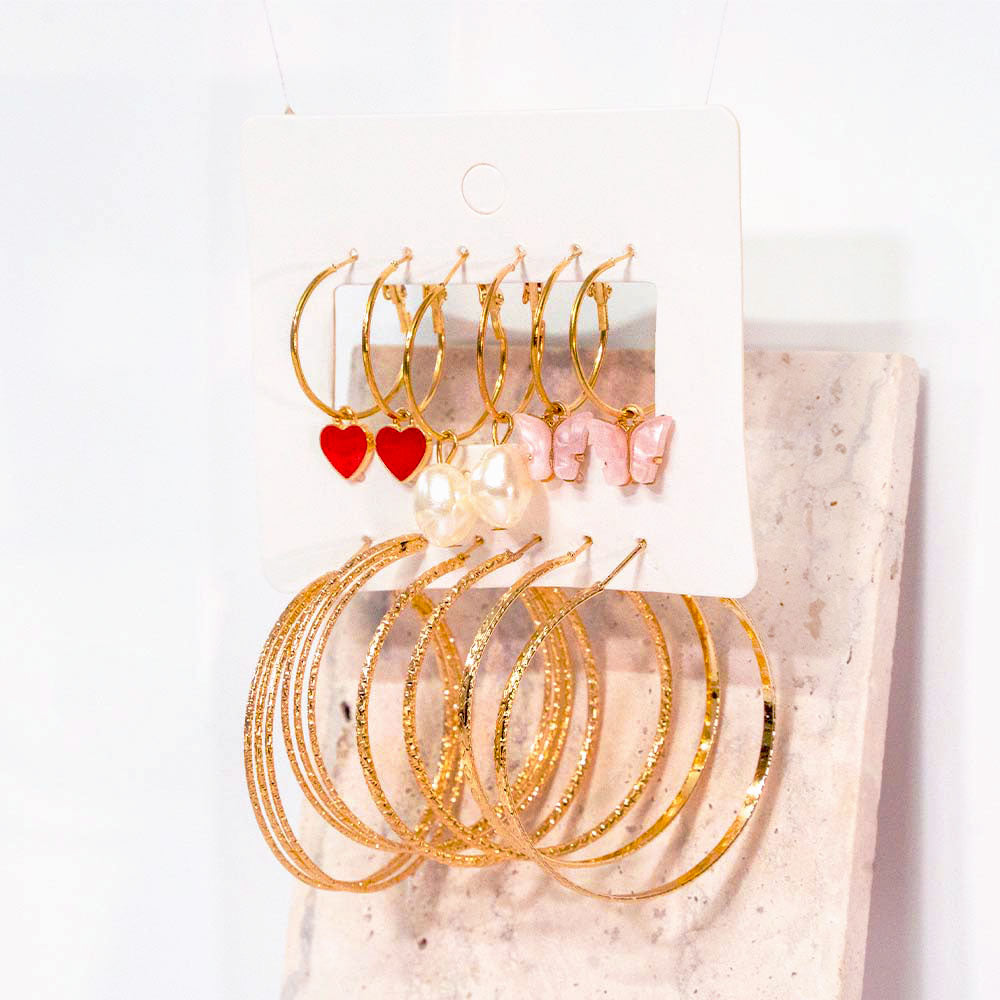 Oversize Charm Hoops Earring Set