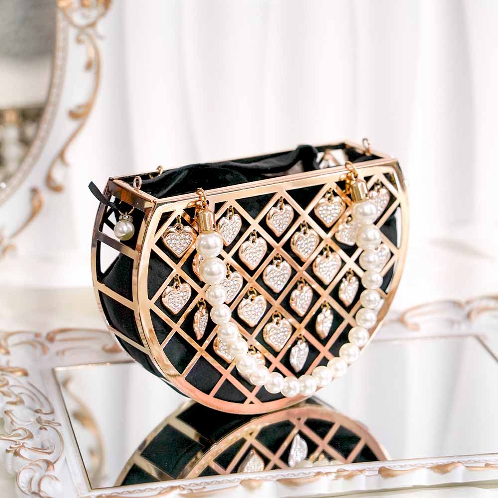 Heart Tassel Crystal Handbag