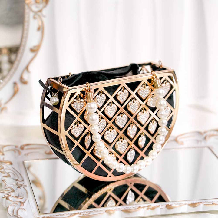 Heart Tassel Crystal Handbag