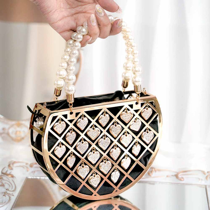 Heart Tassel Crystal Handbag
