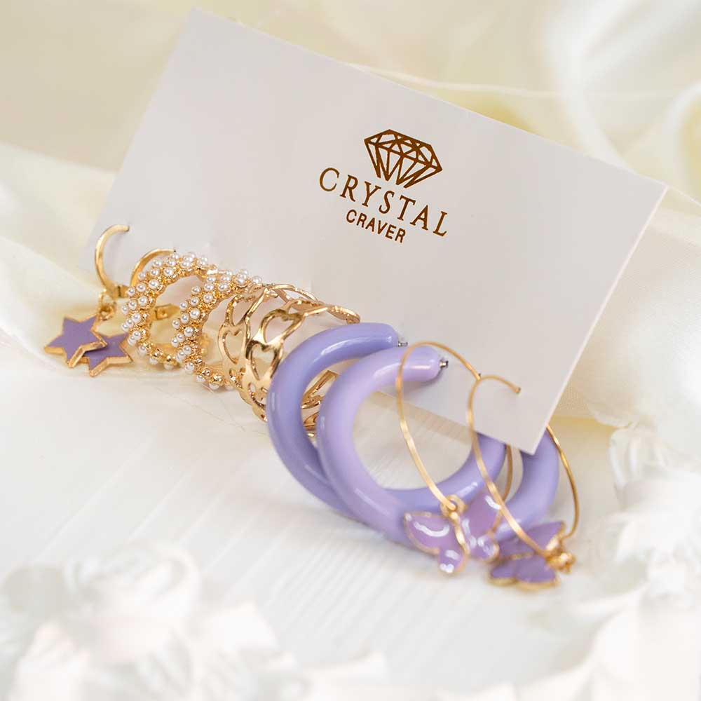 Lilac Love Earring Set Of 5