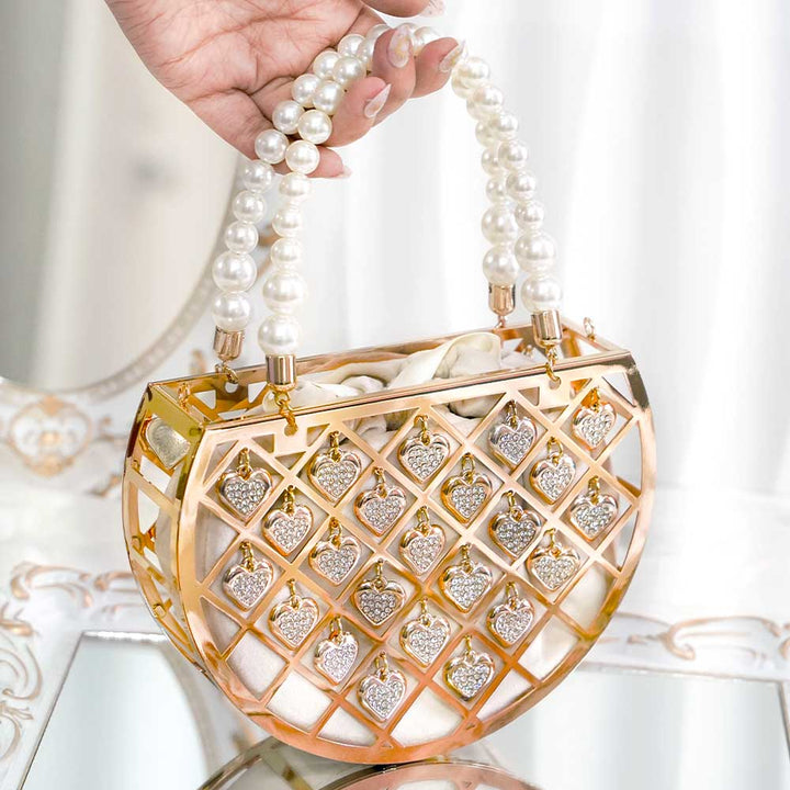 Heart Tassel Crystal Handbag