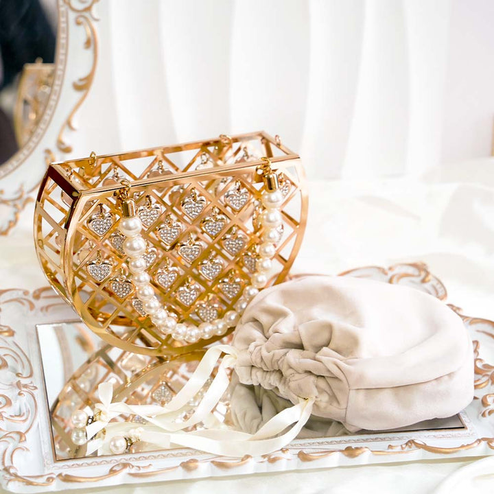 Heart Tassel Crystal Handbag