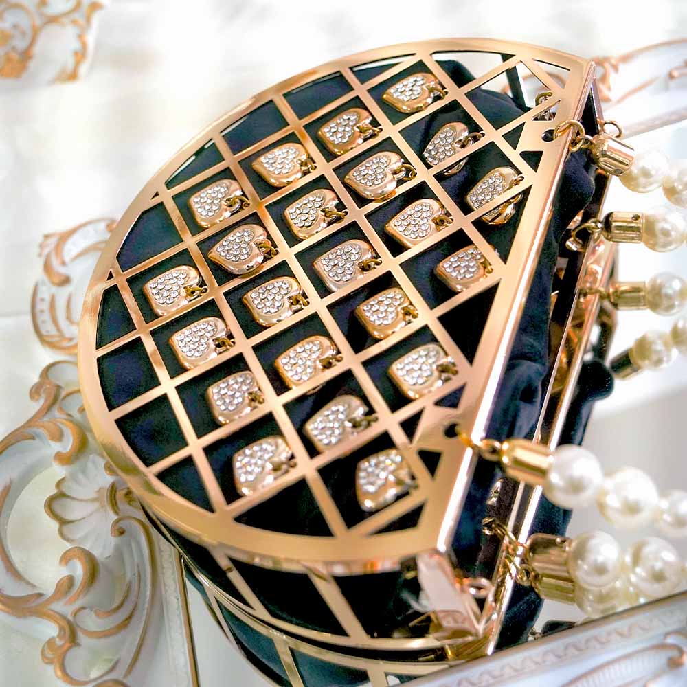 Heart Tassel Crystal Handbag