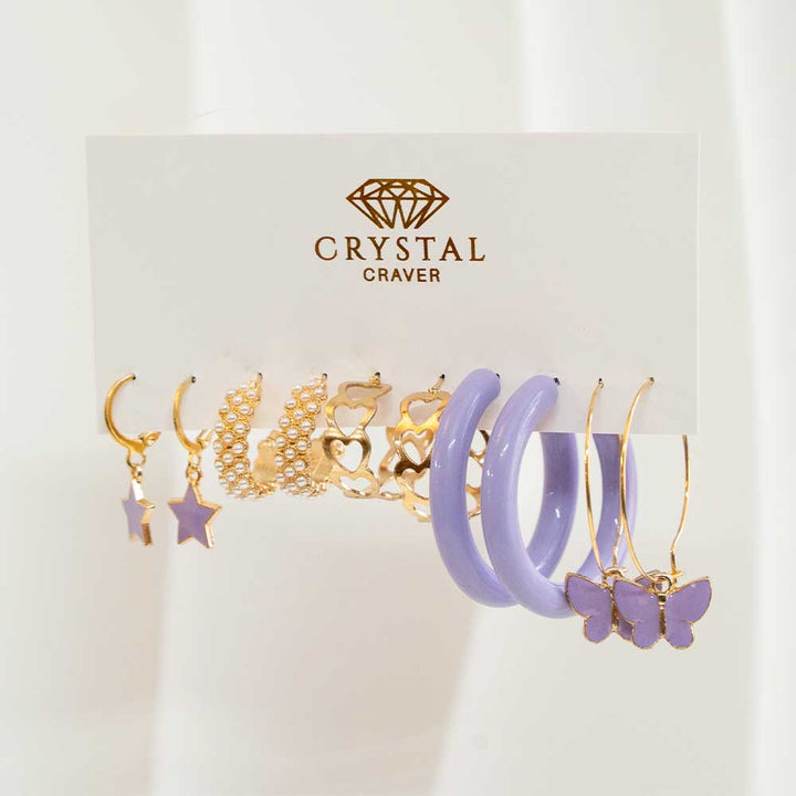 Lilac Love Earring Set Of 5