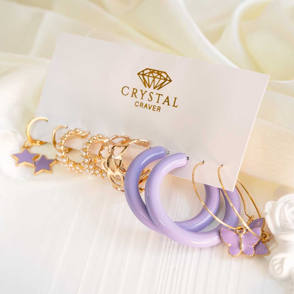 Lilac Love Earring Set Of 5