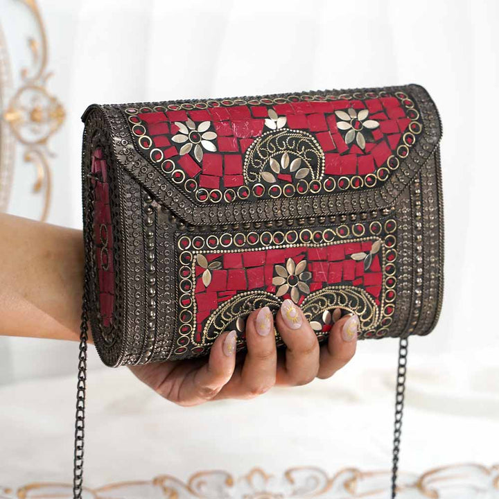 Pink Oxidized Ethnic Bag