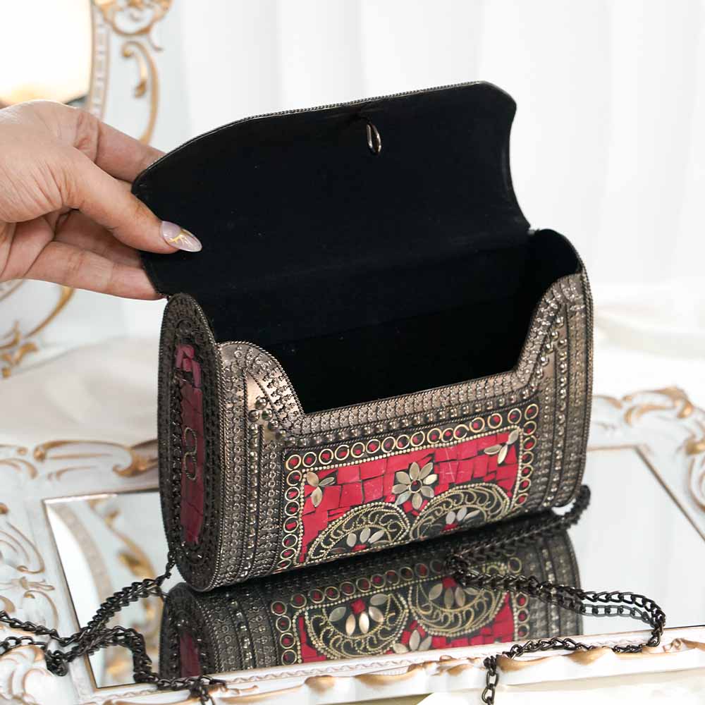 Pink Oxidized Ethnic Bag