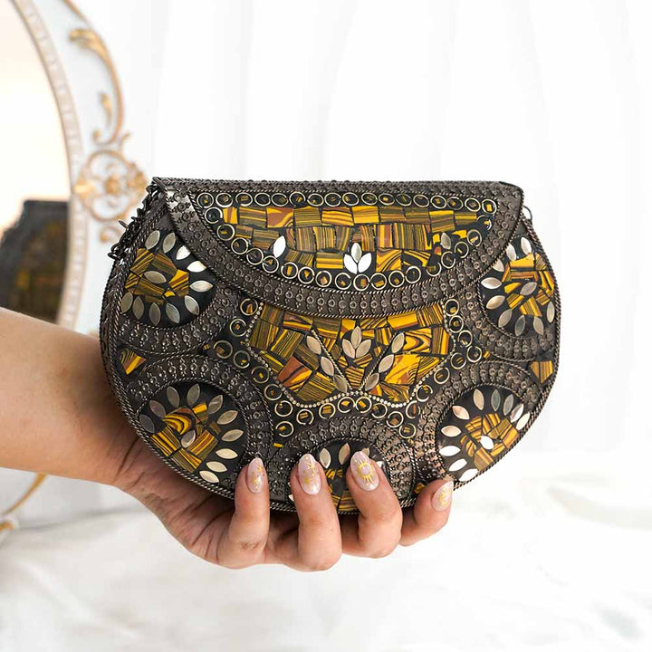 Yellow Oxidized Ethnic Bag
