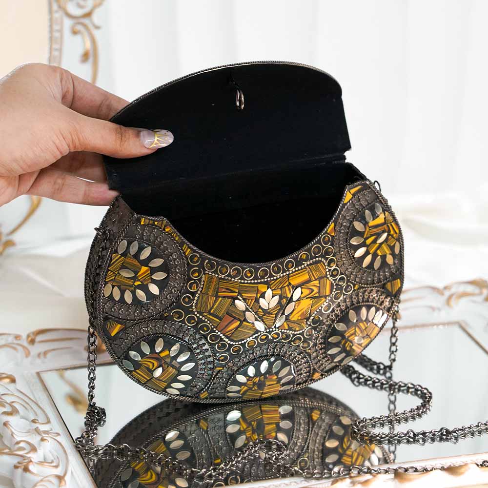 Yellow Oxidized Ethnic Bag