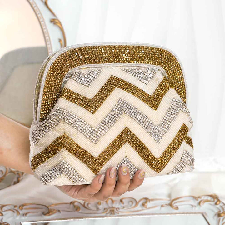 White & Gold Embellished Bag