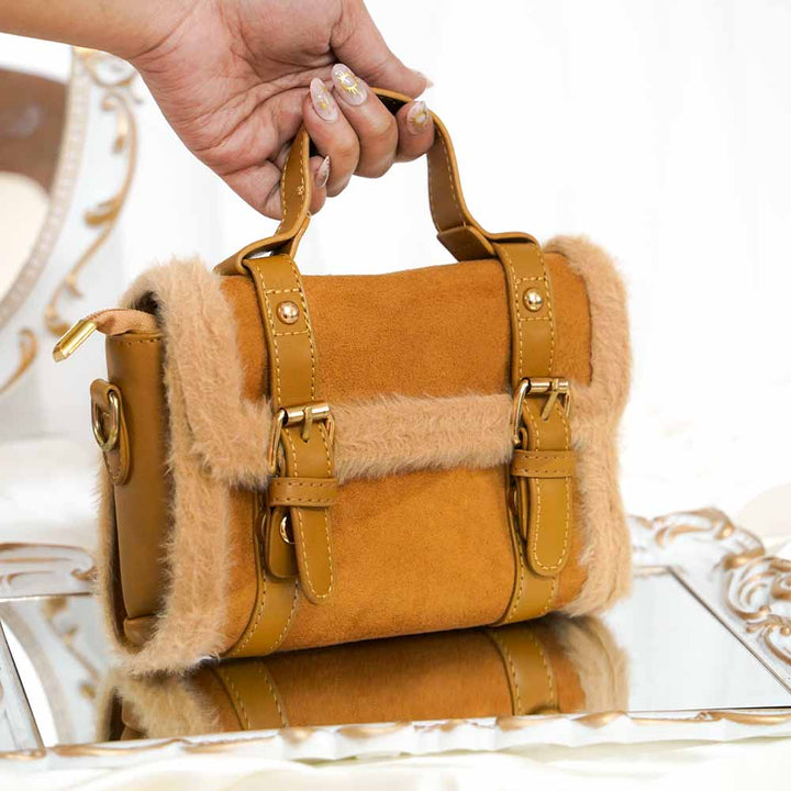 Stylish Double Belt Plush Bag