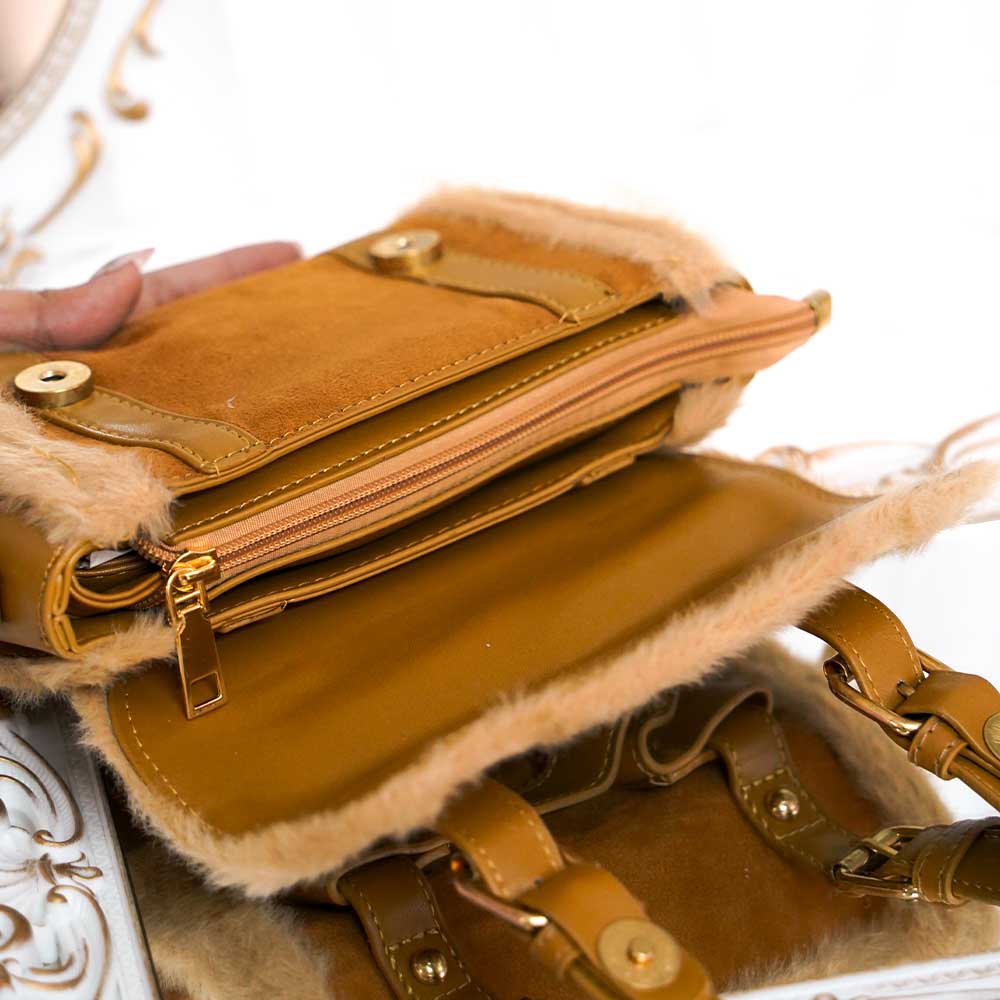 Stylish Double Belt Plush Bag