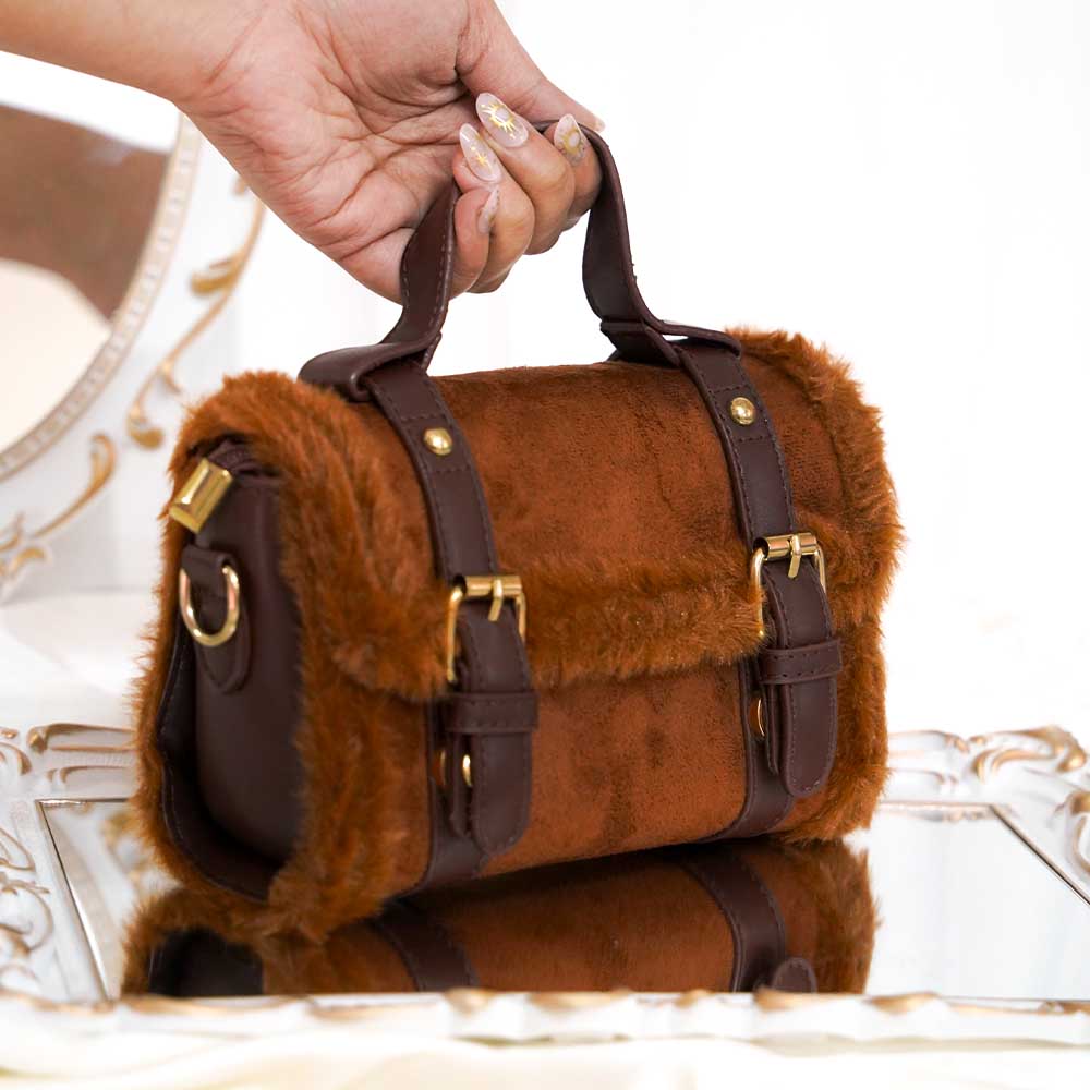 Stylish Double Belt Plush Bag