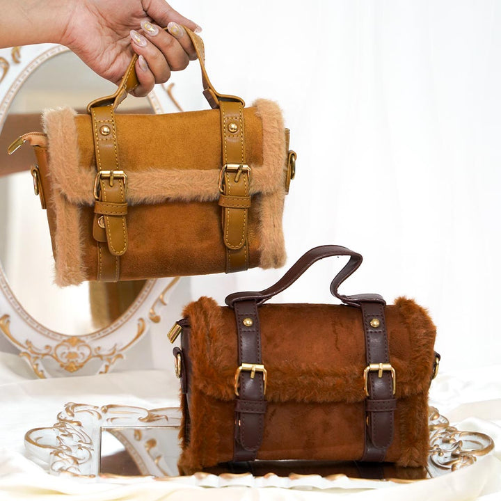 Stylish Double Belt Plush Bag