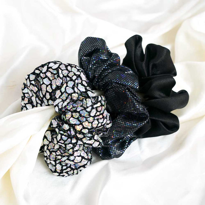 Black Tonic Holographic Scrunchie Set Of 3