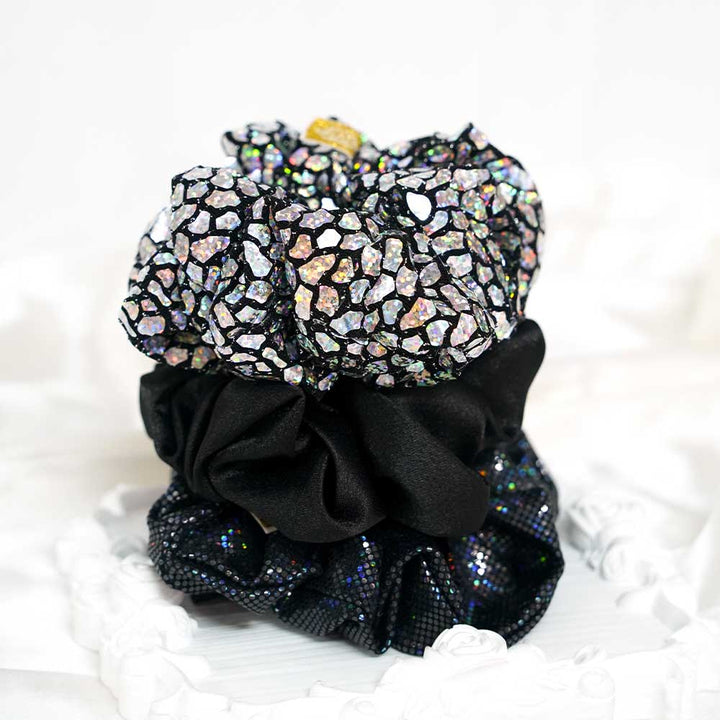 Black Tonic Holographic Scrunchie Set Of 3