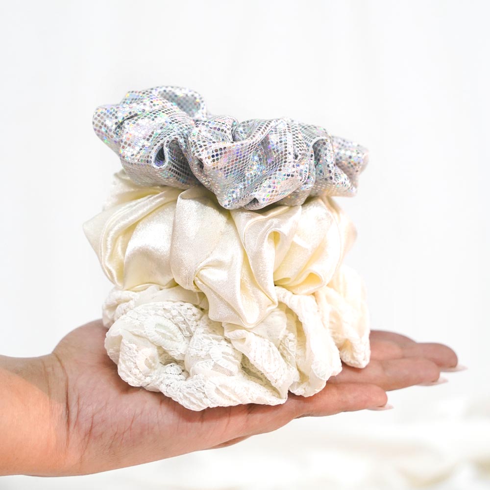 Snow White Holographic Scrunchies Set Of 3