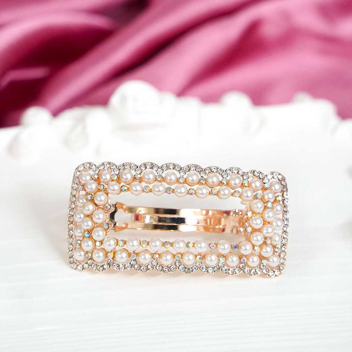 Bow Pearl Beaded Hair Clip