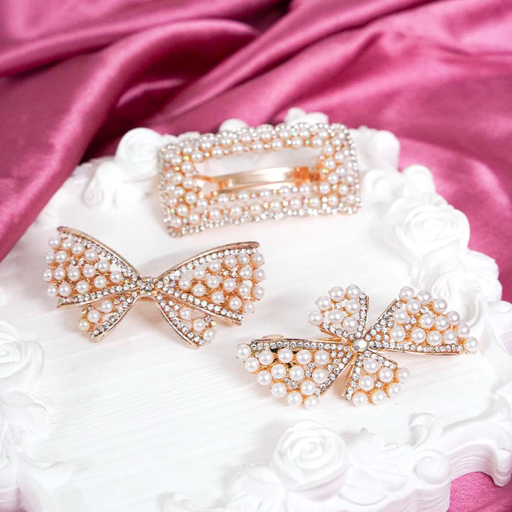 Bow Pearl Beaded Hair Clip