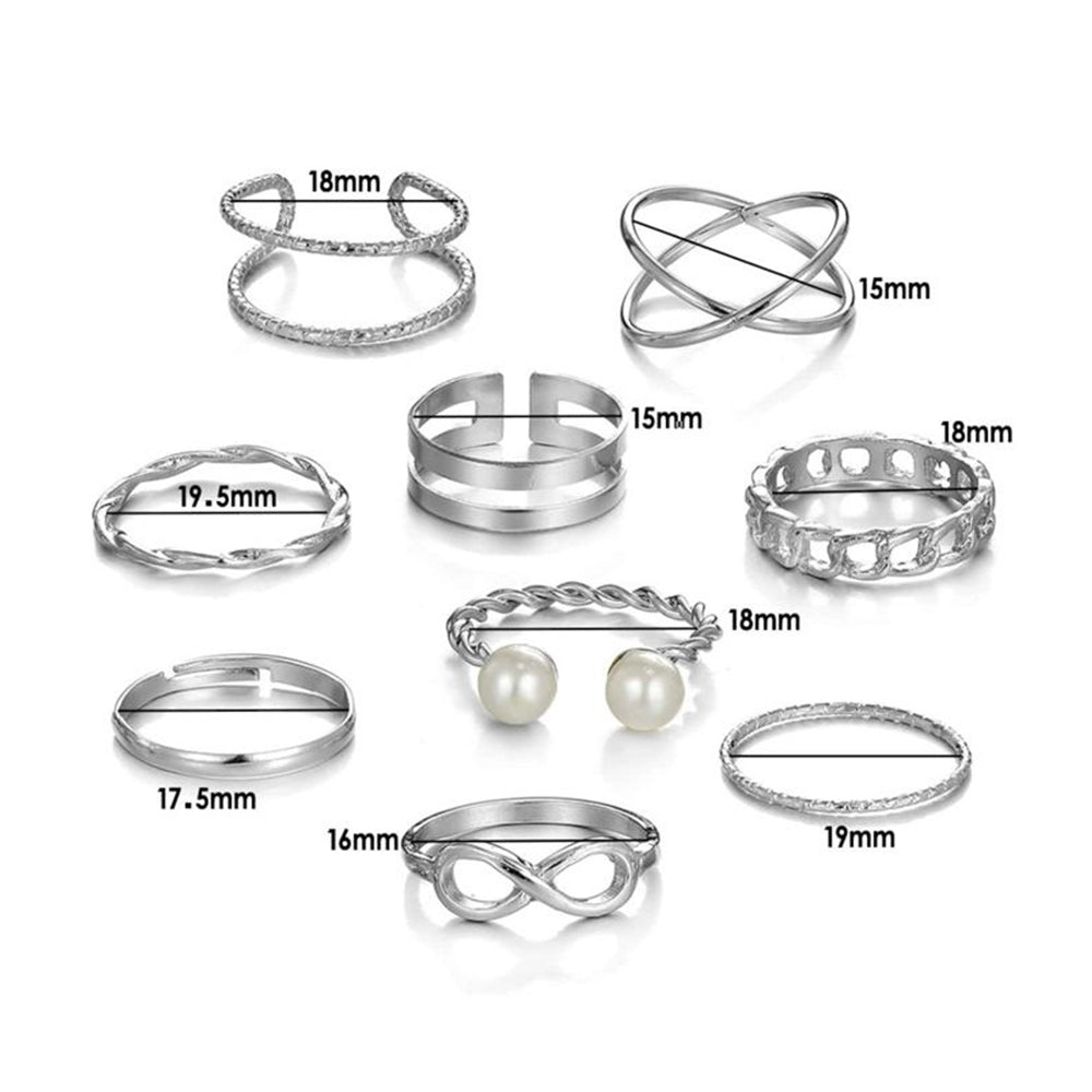 Sleek Pearl Gold Plated Rings Set