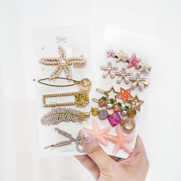 Set Of 11 Berry Love Hair Clip Set