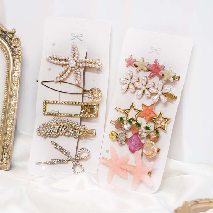 Set Of 11 Berry Love Hair Clip Set