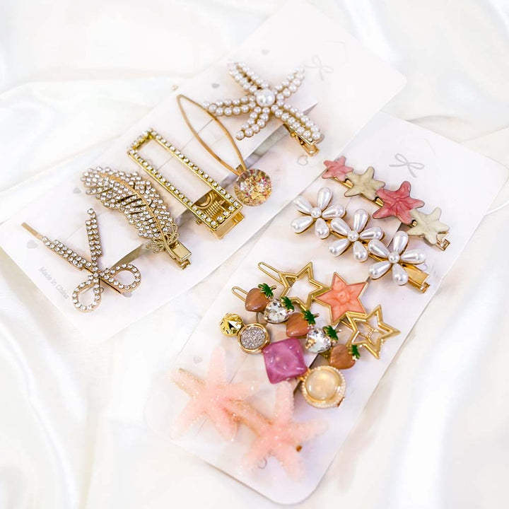 Set Of 11 Berry Love Hair Clip Set