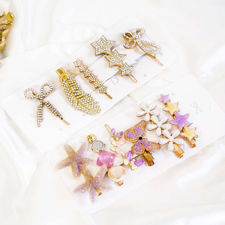 Set Of 11 Trendy Fairy Wings Hair Clip Set