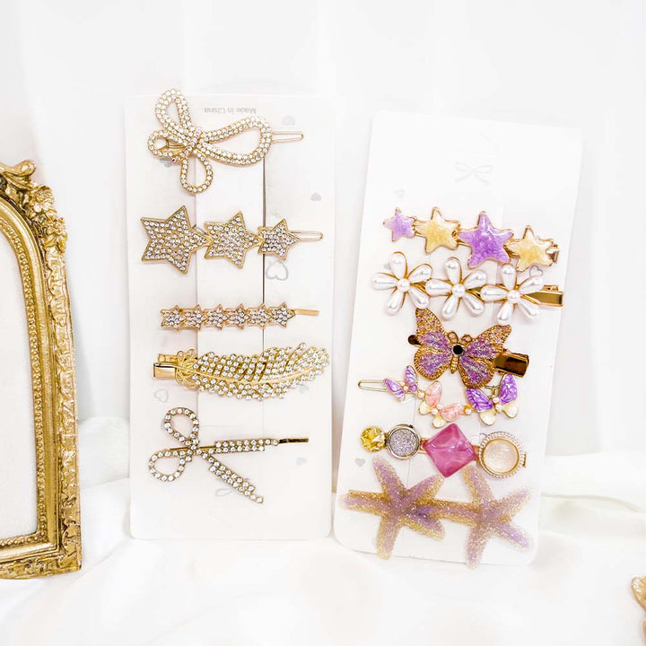 Set Of 11 Trendy Fairy Wings Hair Clip Set