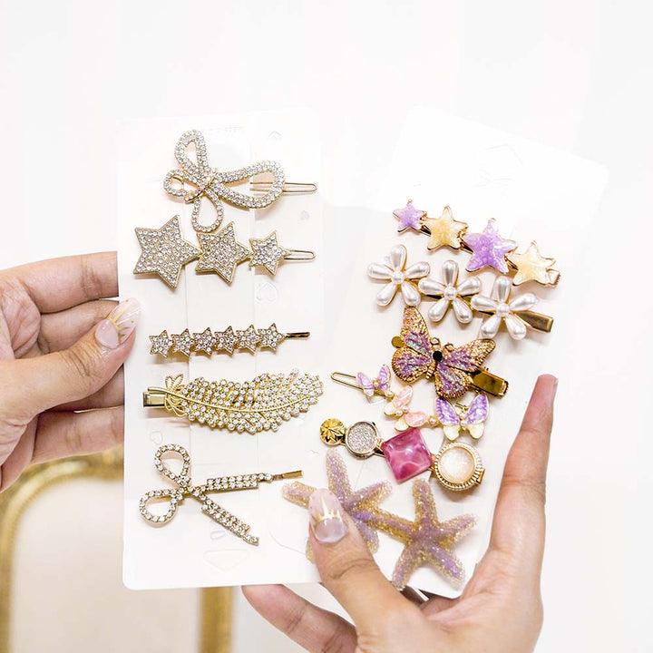 Set Of 11 Trendy Fairy Wings Hair Clip Set