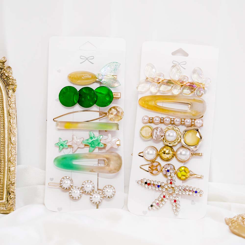 Set Of 14 Amber Art Yellow Hair Clip Set