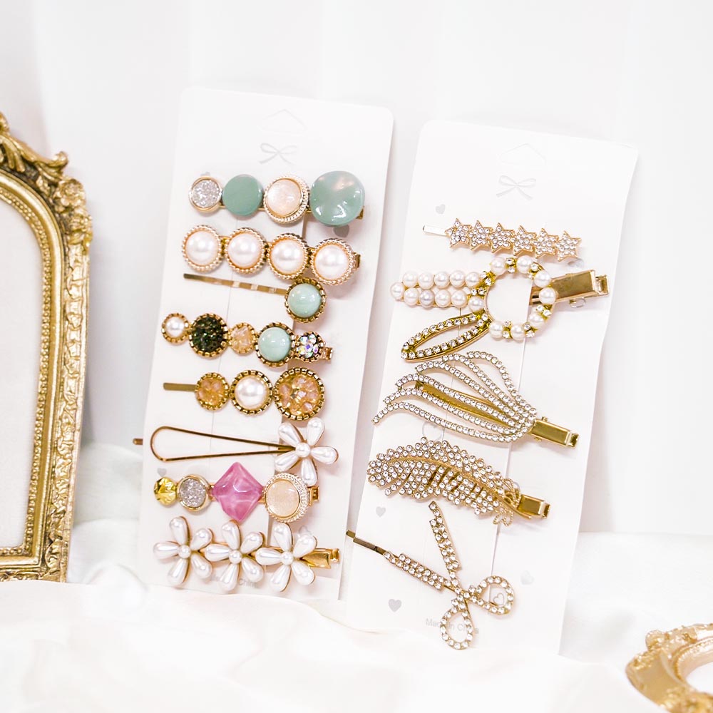 Set Of 13 Blue Macaroon Hair Clip Set