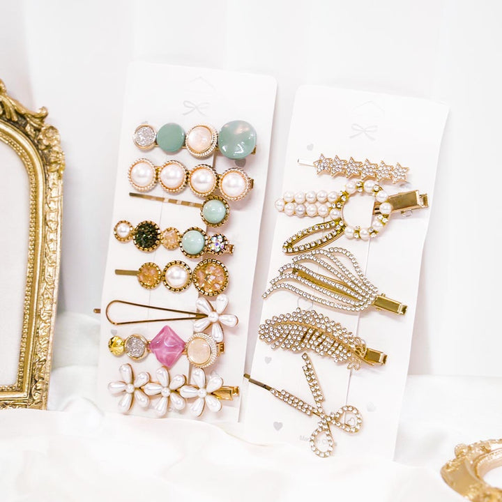 Set Of 13 Blue Macaroon Hair Clip Set