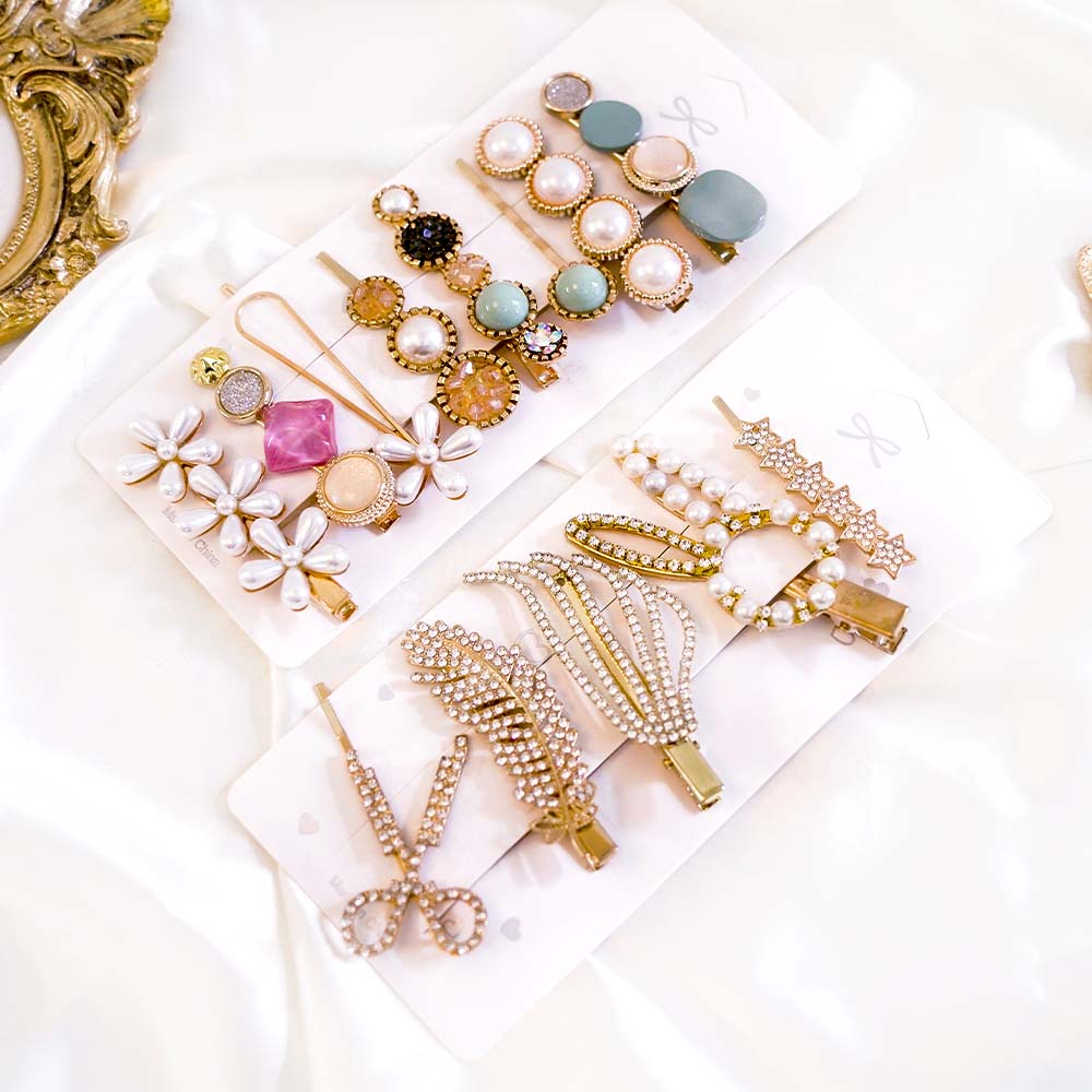 Set Of 13 Blue Macaroon Hair Clip Set