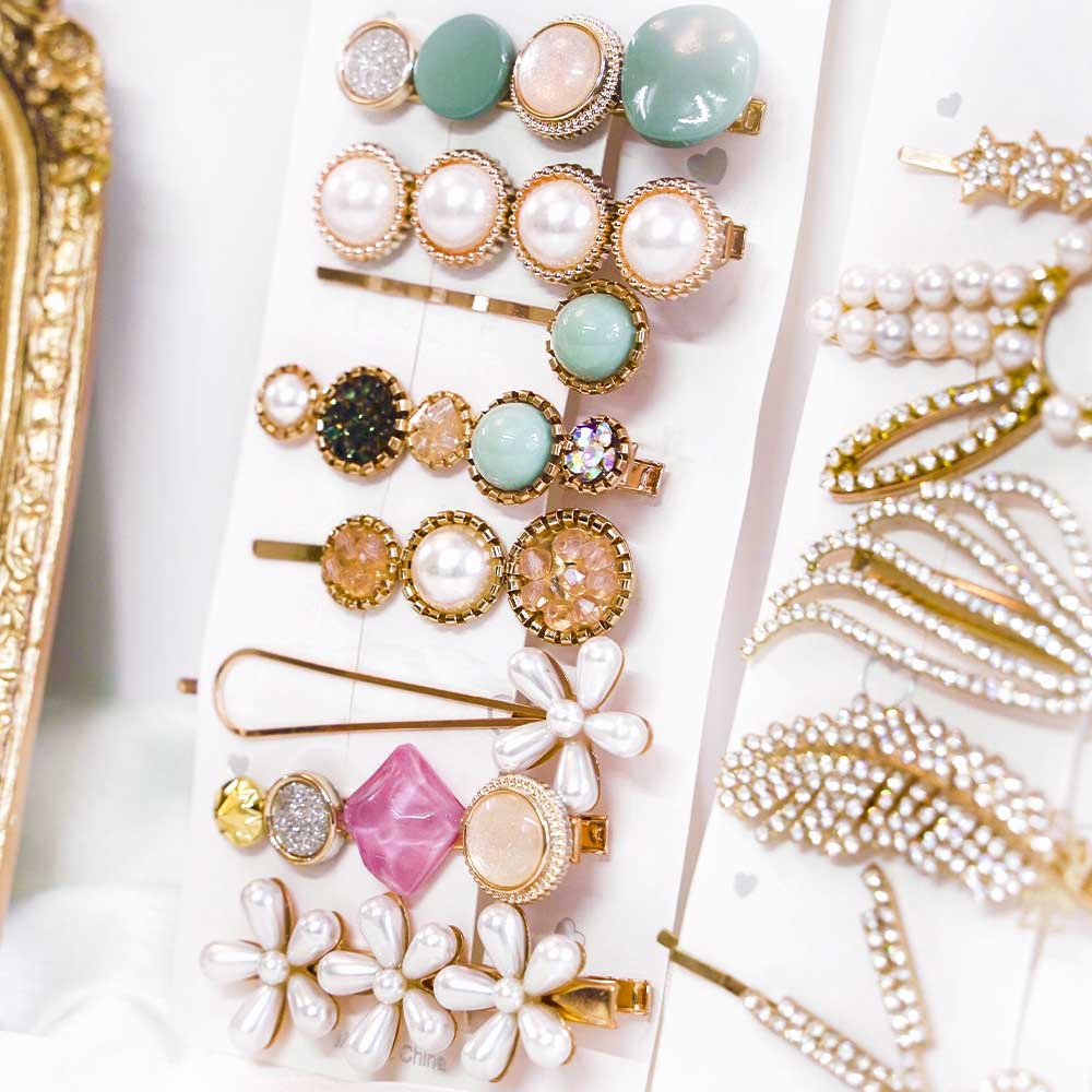 Set Of 13 Blue Macaroon Hair Clip Set