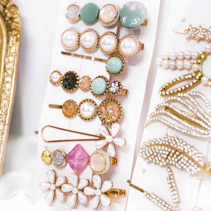 Set Of 13 Blue Macaroon Hair Clip Set