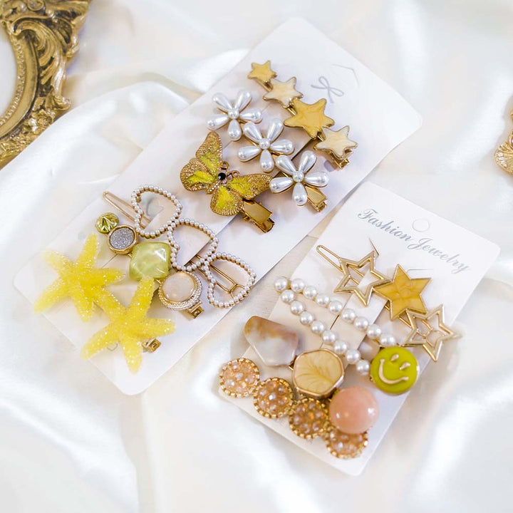 Set Of 10 Smiley Hair Clip Set